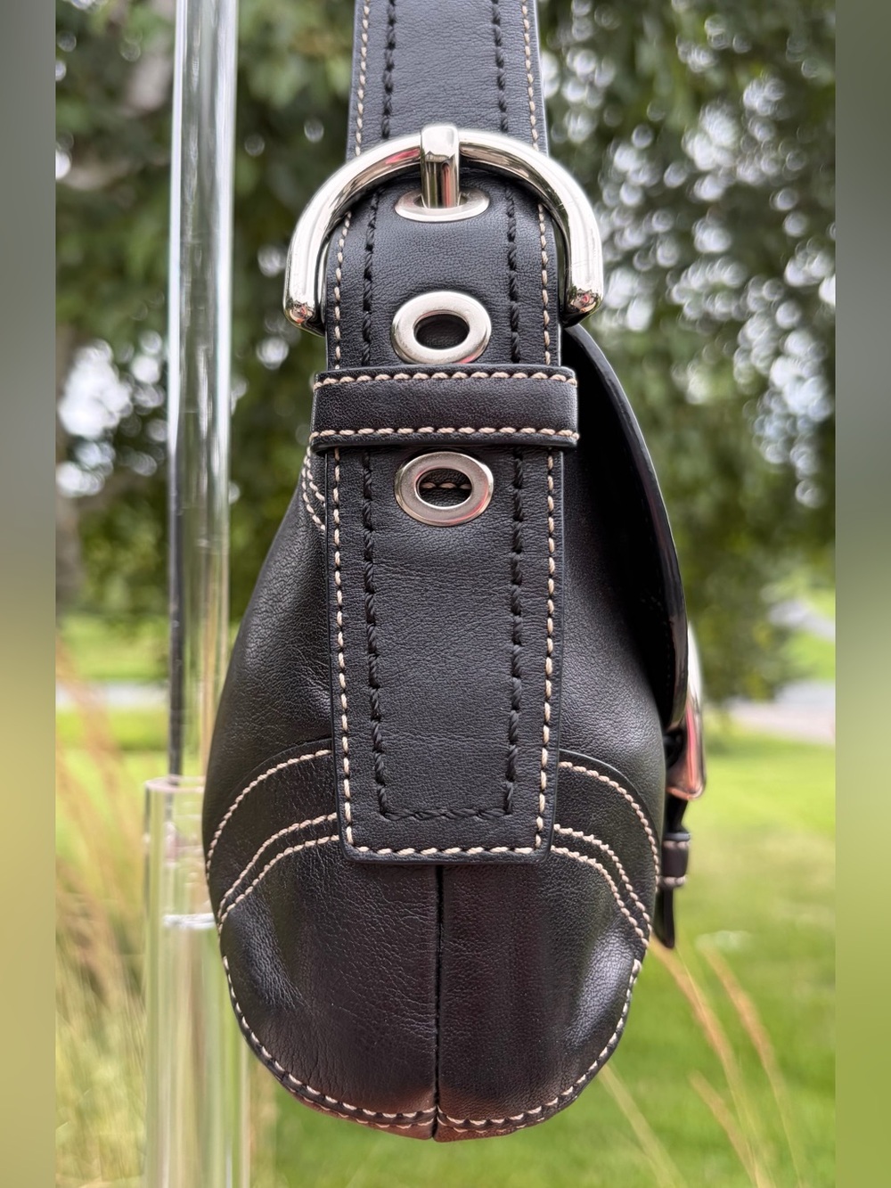 Vintage COACH Soho Flap Shoulder Bag Black Leather 10316 - Picture 11 of 17